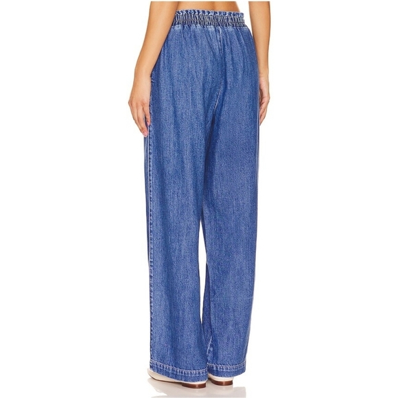 LNA Santo Denim Pants in True Blue Wide Leg Elastic Waist  Size Small - Picture 3 of 15